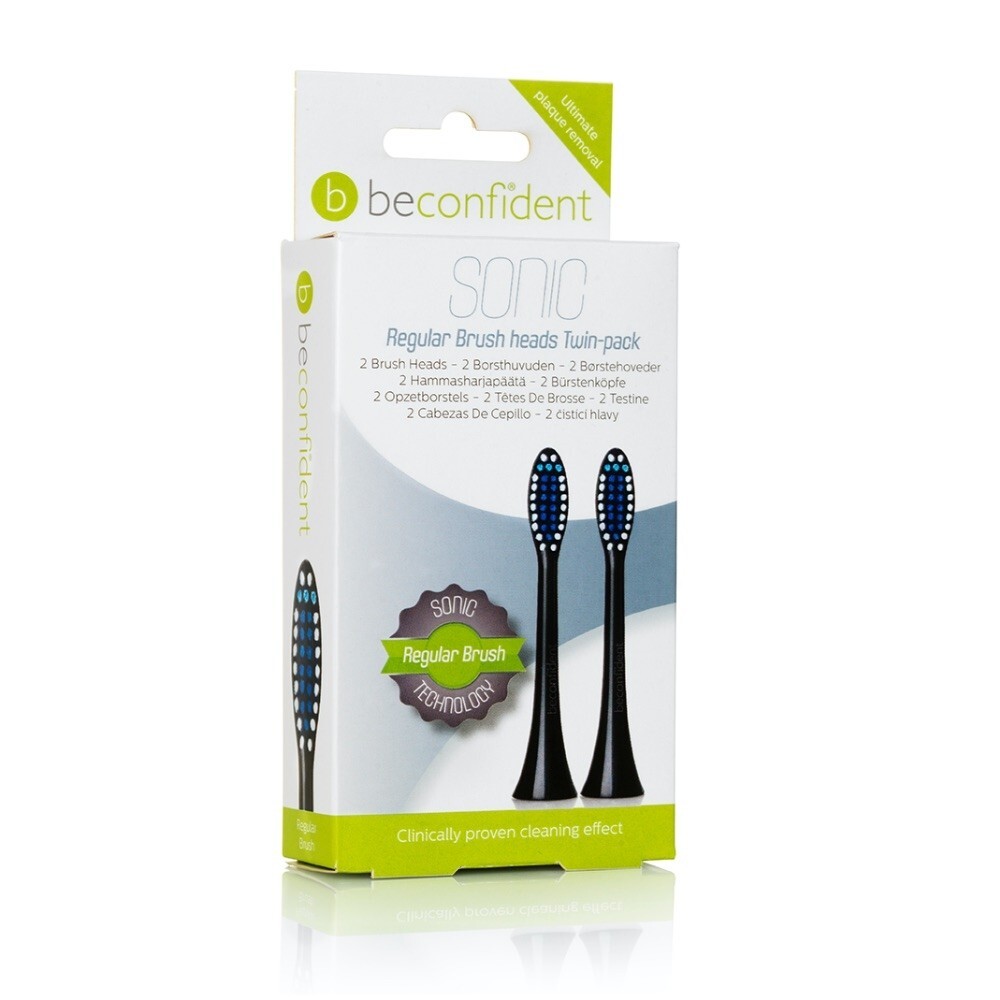 Beconfident® Beconfident Sonic Regular Brush Heads Black 2 Units