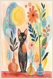 Cute Watercolor Cat Grid Notebook