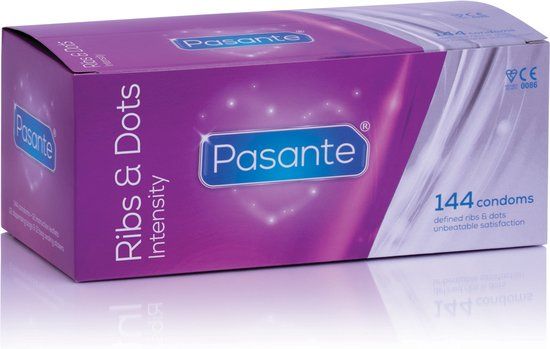 Pasante Ribs & Dots Intensity Condoms - 144 Pieces