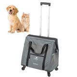 Ferplast VOYAGER Kattenmand, Hondenmand, Uitschuifbare handgreep, Verstelbare banden, Brede opening, Verwijderbare wielen, Max. 15 kg, 46 x 26 x 48H cm, Grijs