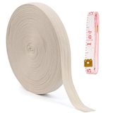 NA NA Katoenen biaisband, naadband met bandmaat, randband, keperband, textielband voor het knutselen van naai-biezen, breischort, kledingstuk, wit, visgraatband, 50 m x 2,5 cm