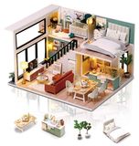 Miniatuur poppenhuis bouwpakket - Met LED-verlichting - Met meubels - Handgemaakt knutselproject