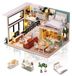 Miniatuur poppenhuis bouwpakket - Met LED-verlichting - Met meubels - Handgemaakt knutselproject