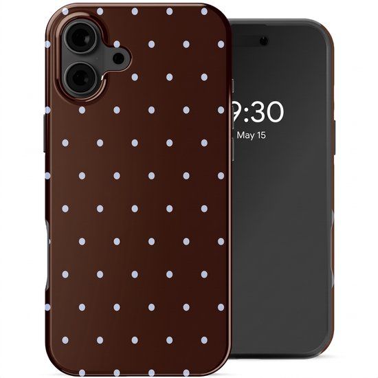 Selencia Hoesje - Geschikt voor Apple iPhone 16 - Backcover - Happy Dots Chocolate