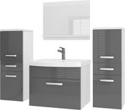 B BELINI GROUP BELINI Badkamermeubel Set PRI P4 - Badmeubelset 120 cm Grijs Hoogglans met Wastafel en Spiegel