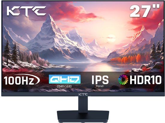 KTC H27T27 Gaming Monitor, 27-inch 2560x1440 QHD IPS, 100Hz, HDR10, 1ms, Adaptive-Sync, VESA