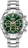 BOSS HB HERO 2.0 Heren Polshorloge - Zilverkleurig Staal - Groene Wijzerplaat - 43mm