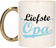 Bellatio Decorations Cadeau koffie/thee mok voor opa - blauw met gouden oor - de liefste - keramiek