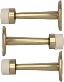AMIG Deurstopper/deurbuffer - 3x - 75mm - muurbevestiging - gepolijst messing