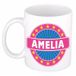 Bellatio Decorations - Amelia voornaam - koffiemok - beker - wit/roze - 300 ml