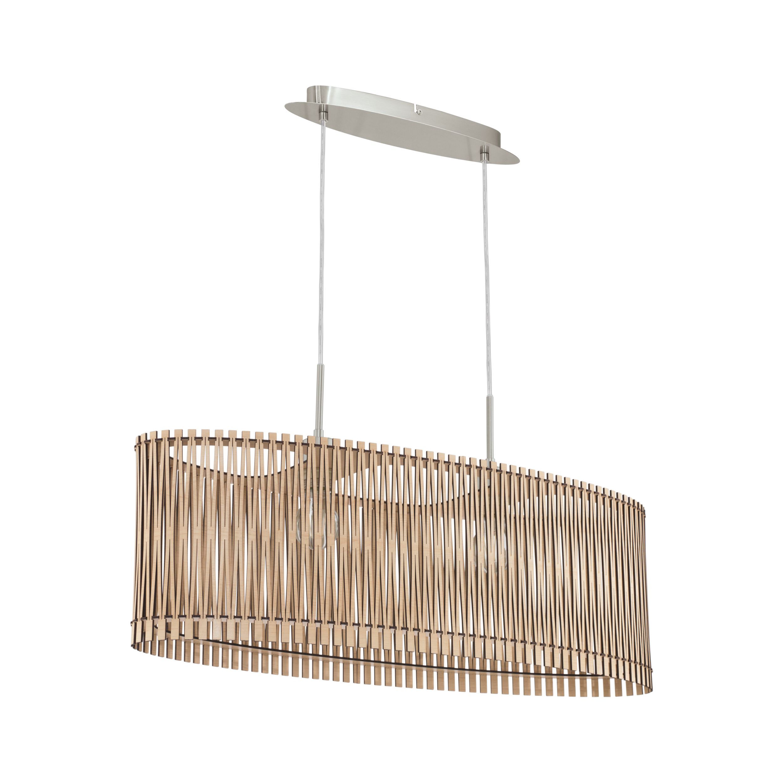 EGLO Sendero Hanglamp - 2 Lichts - Nikkel-Mat - Ahorn