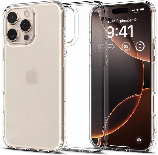 Spigen Ultra Hybrid Hoesje Geschikt voor Apple iPhone 16 Pro Max - Back Cover met Air Cushion - Frost Transparant