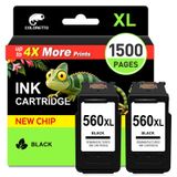Canon Cartouches d'encre 560 XL pour Canon PG-560XL, 2-pack, noir