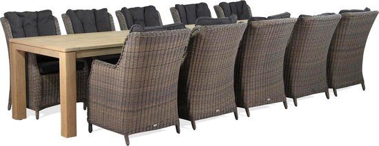 Garden Collections Buckingham/Brighton 11-delige dining tuinset - 400 cm - Taupe-naturel-bruin - Wicker - 10 zitplekken