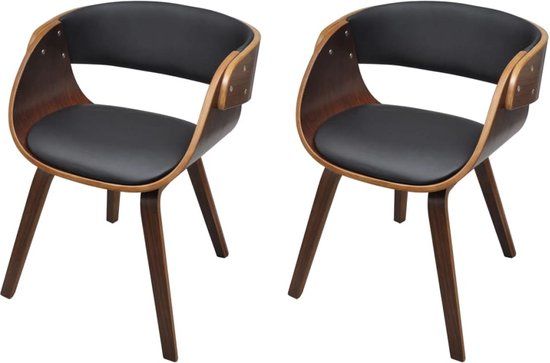 vidaXL Eetkamerstoelen 2 stuks gebogen hout en kunstleer bruin