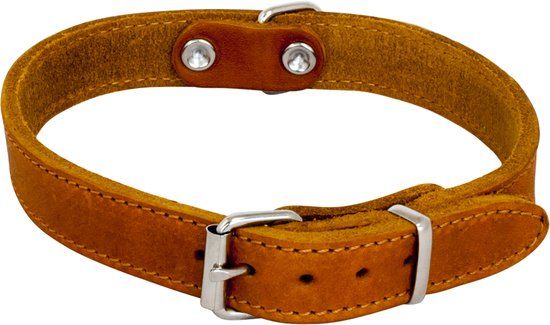 Jack And Vanilla Vetleren Halsband - Cognac - 30mm x 60cm - Hond