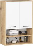 Akord Hangende Badkamerkast FIN H934 W64 met 2 Deuren en 4 Planken / Artisan Eik - Wit / 64 x 94 x 30 cm