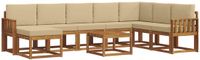 vidaXL - Hoek loungeset - 8 zitplaatsen - Natuurlijk en beige - Acacia hout