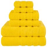 American Soft Linen 6-delige handdoekenset van 100% Turks echt katoen voor badkamer en keuken, 2 badhanddoeken, 2 handdoeken en 2 washandjes, geel