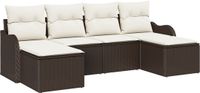 vidaXL Tuinbank Set 6-zits Bruin Poly Rattan