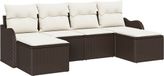 vidaXL Tuinbank Set 6-zits Bruin Poly Rattan
