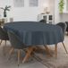 ANRO Tafelkleed Donkerblauwe linnenlook Ovaal 240x140cm Met sierband Afwasbaar Waterafstotend