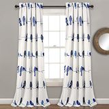 Lush Decor Rowley Vogels Lichtfilterende raamgordijnpanelen, paar, 132 cm B x 241 cm L, marineblauw