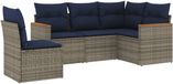 vidaXL Ensemble de banc de jardin 5 pièces avec coussins, gris, polyrotin