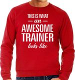 Bellatio Decorations Shoppartners Bv Awesome trainer - geweldige trainer cadeau sweater rood heren - Vaderdag / verjaardagkado trui XL