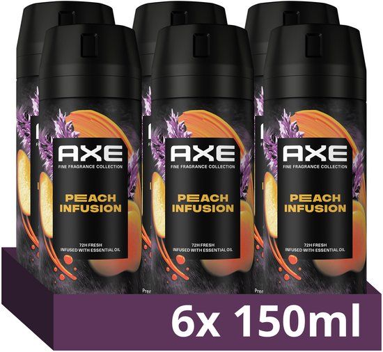 AXE Fine Fragrance Collection Peach Infusion Premium Deodorant Bodyspray - 6 x 150 ml