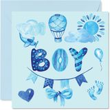 Nieuwe Baby Boy Card - Blauwe Aquarellen
