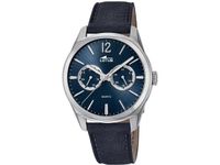Lotus 18374/3 Polshorloge Heren Blauw Leer Zilverkleurig Staal Quartz Analoog