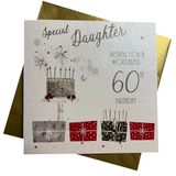 witte WHITE COTTON CARDS Verjaardagskaart voor 60e verjaardag, handgemaakt, wit