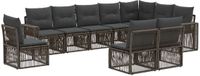 vidaXL Tuinbank - Set - 10 zitplekken - Grijs en Donkergrijs - Polyrattan