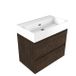 Saniclass Ensemble de meubles de salle de bain - 80x45x72cm - Lavabo en céramique Legend blanc - 1 vasque - sans trou de robinetterie - 2 tiroirs - chêne mat charcoal