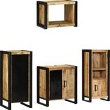 vidaXL Meuble de salle de bain 4 pièces Marron et Noir Bois de manguier massif