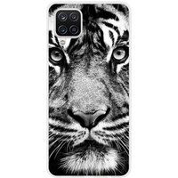 Samsung Galaxy A12 5G Tigre blanc et noir bedrukt siliconen hoesje
