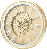 Home & Styling Wandklok/muur klok Lausanne - Vintage Metal - Dia 50 cm - Goudkleurig