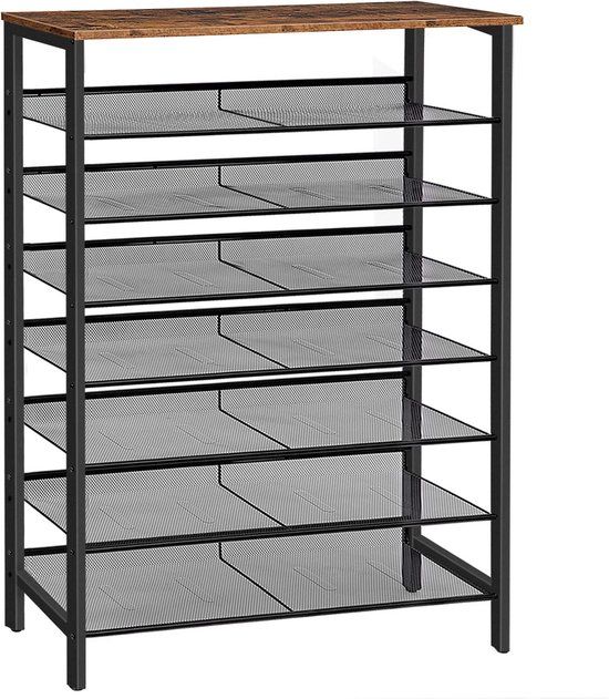 HOOBRO Schoenenrek met 8 niveaus, metaal, vintage bruin-zwart