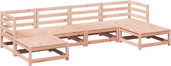 vidaXL 6-delige Loungeset - massief douglas vurenhout - inclusief kussens