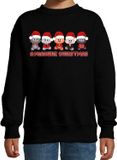 Bellatio Decorations Kersttrui/sweater voor jongens/meisjes - Miauwie Christmas - zwart - Kerst poesjes 110/116