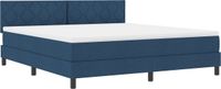 vidaXL Boxspringbed met matras en hoofdeinde, blauw, 180 x 200 cm, stof