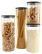 Set de 4 bocaux de stockage en verre avec couvercle en bois