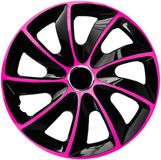 NRM Stig Extra Wieldoppen 14" - roze & zwart - set van 4 stuks - ABS kunststof
