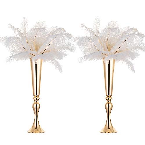 Nuptio - 2 stuks - 55,5 cm - Metalen bruiloft centerpieces vaas - Trompet vaas - Weg lood - Bruiloft feest - Diner middelpunt - Jubileumceremonie - Verjaardag - Gangpad - Woondecoratie