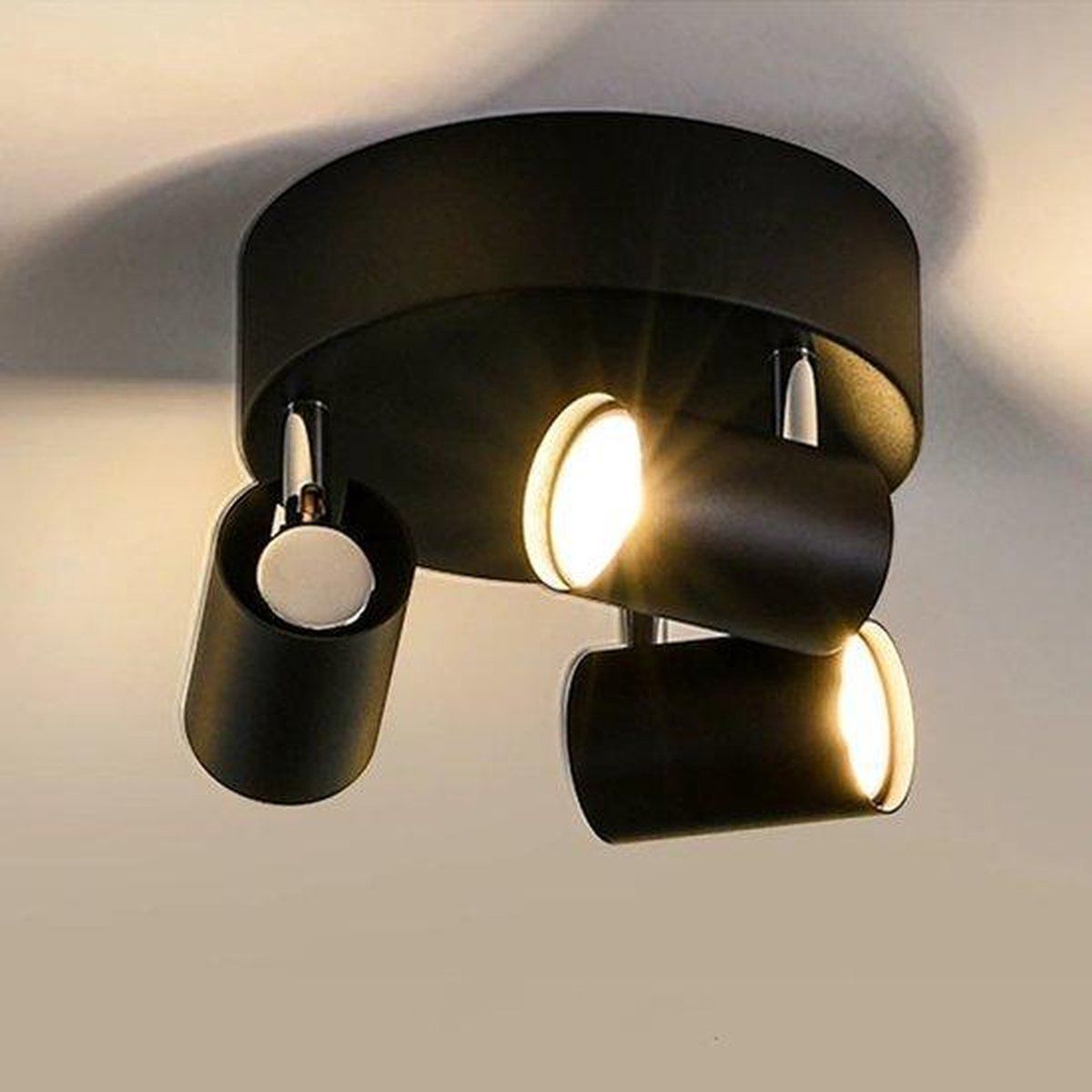 Groenovatie Plafondspot Rond - 3-Lichts - Kantelbaar - GU10 Fitting - Zwart