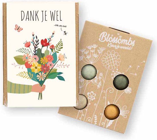 Blossombs - Giftbox Mini 4st - Dank je wel - Bloemzaad - 45g