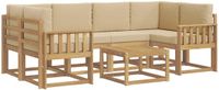 vidaXL - Hoek loungeset - 6 zitplekken - Wit en Beige - Acacia Hout