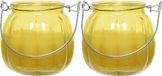 Merkloos Decoris Citronella Kaarsen - 2x - Gekleurd Glas - 15 Branduren - 8 cm - Geel