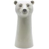 Vaas Icebear Vase Head, Decorative Vase, Flower Vase, Table Vase, Animal Vase, Polar Bear Vase, Head Vase, Decorative Flower Vase with Glazed Ceramic Surface, in White, Dimensions: L/W/H 14cm x 13cm x